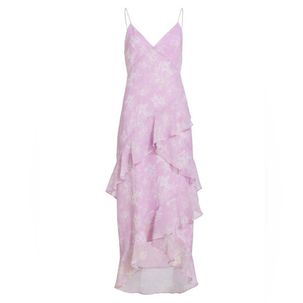 WAYF Open-back Ruffle Hem Midi Dress